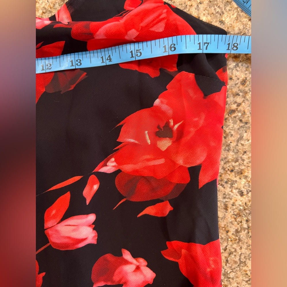 COMMENSE Red Floral Slip Midi Dress NWT Size L Side Zip - Picture 4 of 9